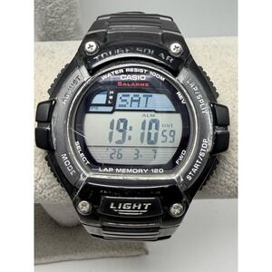Casio W-S220 Mens Watch Tough Solar 45MM 8.5" Rubber Band Working